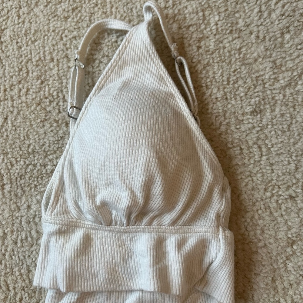 Women's Cream Ribbed Bralette - Picture 3 of 4